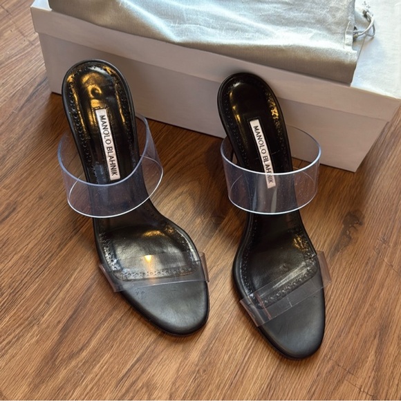 Manolo Blahnik Black and Clear Heels - Picture 1 of 10